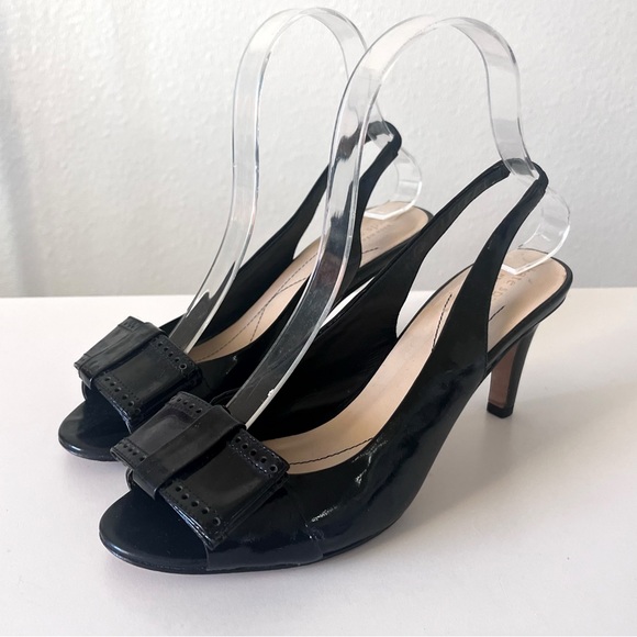 Kate Spade Gracie Black Patent Leather Bow Sling Back Heels Size 7 - Picture 10 of 10